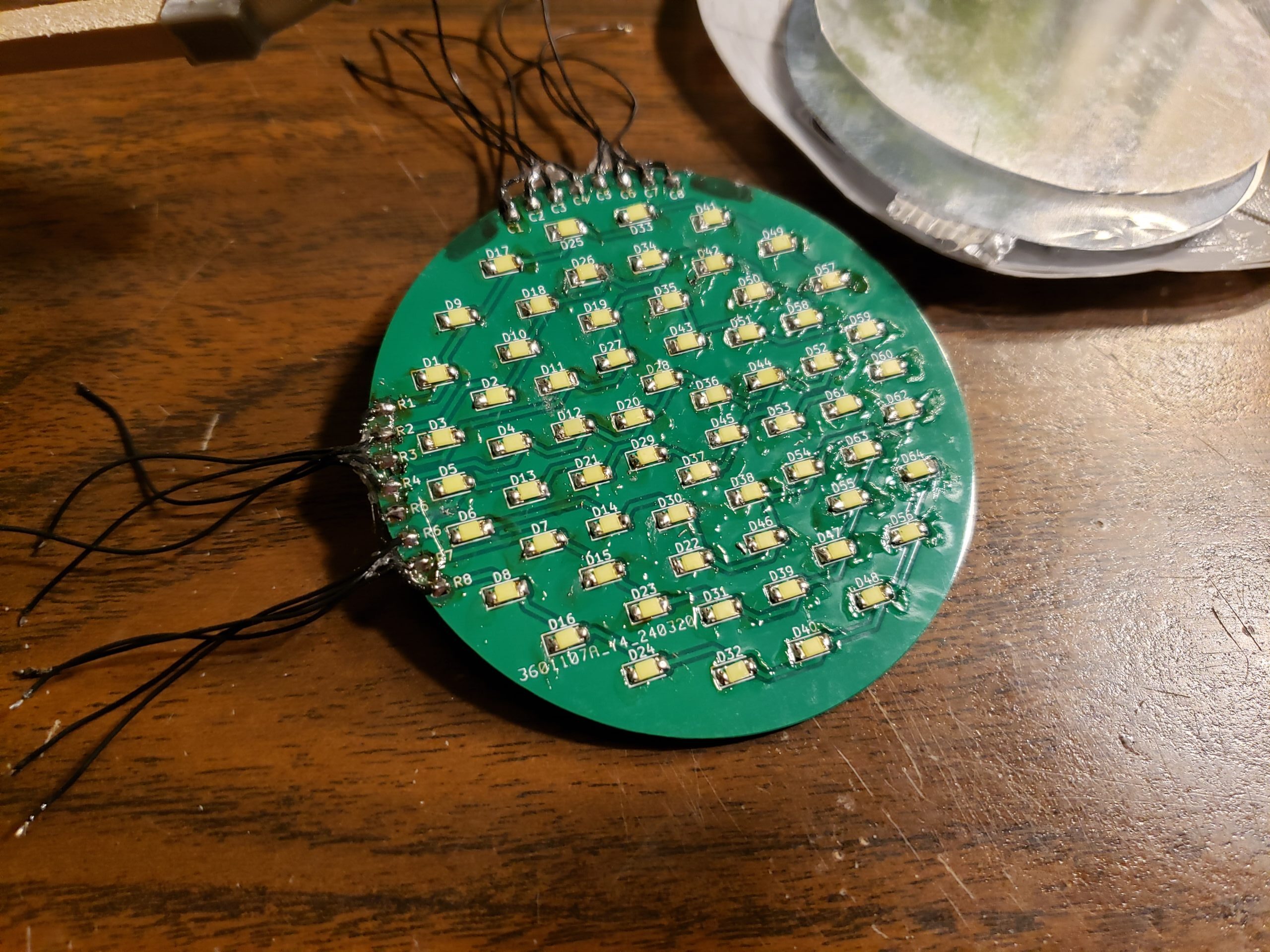 Hand soldering the LEDs