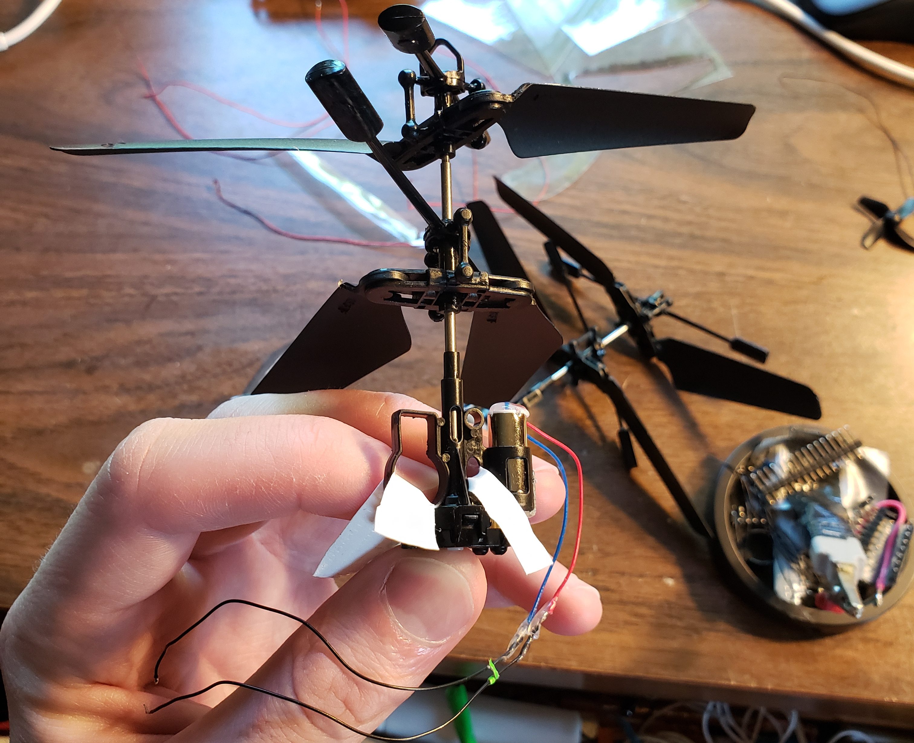 Testing out the helicopter rotor assembly