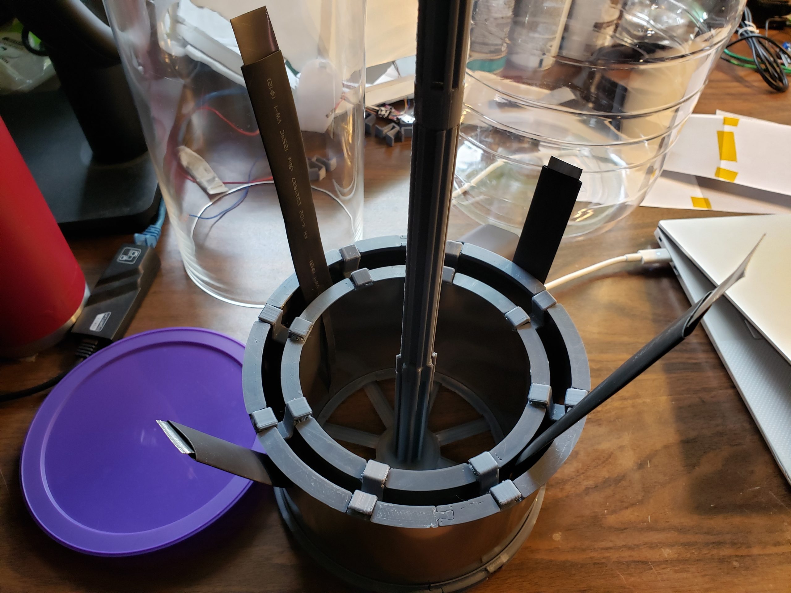 The electrodes with dual leads to make up for the low conductivity